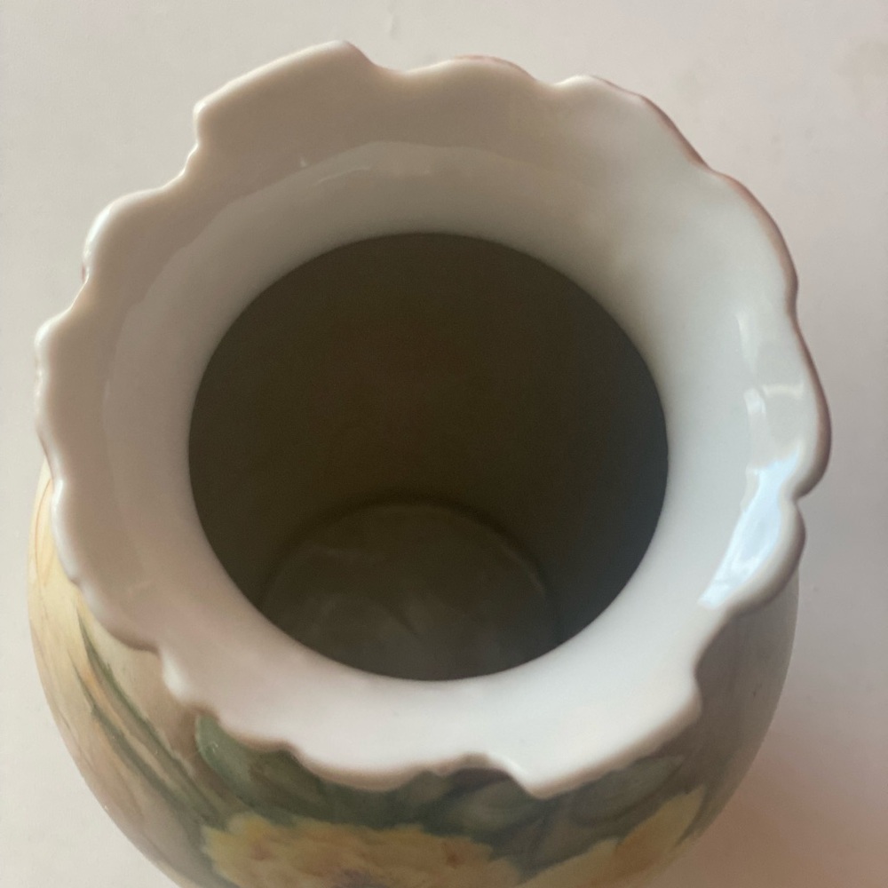 Antique Bisque Porcelain Floral Vase Fall Decor - Picture 3 of 5